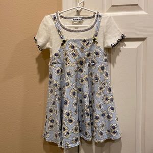 PSSST daisy print short-sleeved faux jumper dress